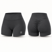 Biker short plomo oscuro BELLUM, vista 3D de frente y espalda
