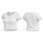Crop top blanco BELLUM, vista 3D de frente y espalda