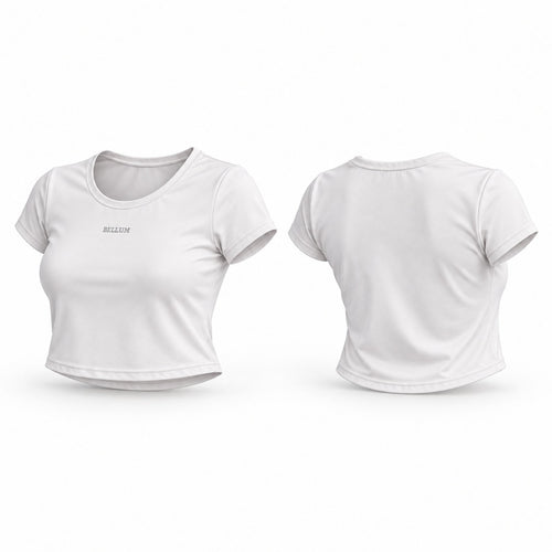 Crop top blanco BELLUM, vista 3D de frente y espalda