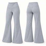 Pantalón palazo gris mujer BELLUM, vista 3D de frente y espalda