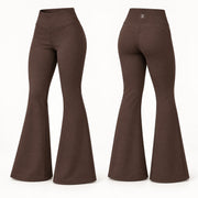 Pantalón sirena marrón mujer BELLUM, vista 3D de frente y espalda