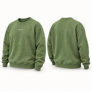 Polera verde olivo BELLUM, vista 3D de frente y espalda