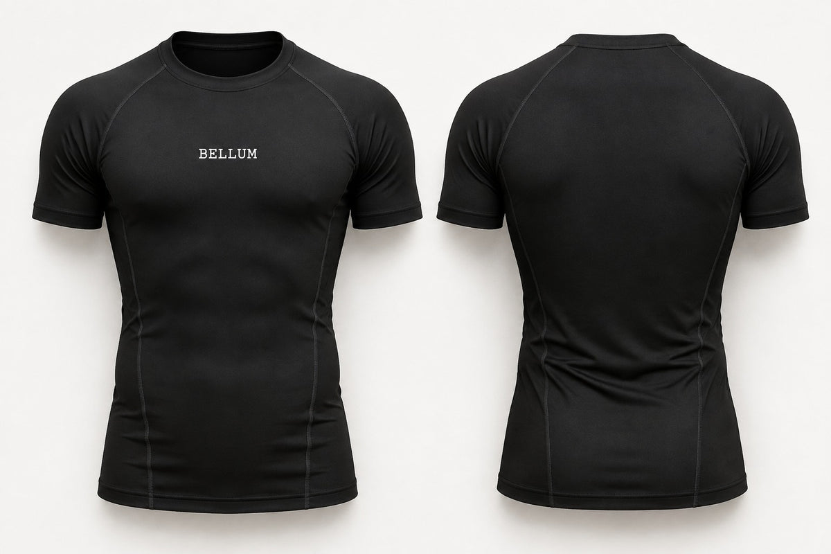 Polo compresor negro hombre BELLUM, diseño de referencia