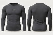 Polo manga larga plomo hombre BELLUM, vista 3D de frente y espalda