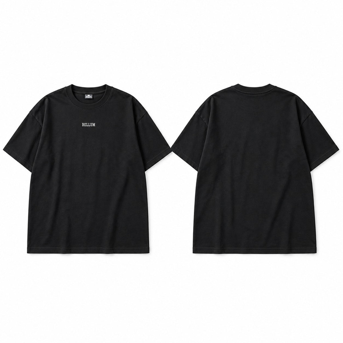 Polo negro oversize BELLUM, diseño de referencia
