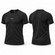 Polo suplex negro hombre BELLUM, vista 3D de frente y espalda