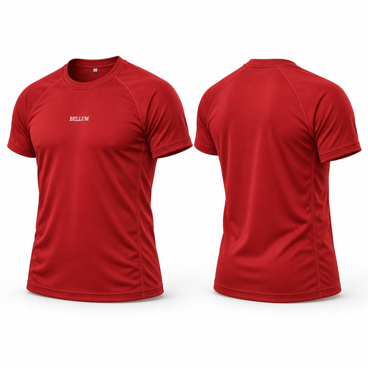 Polo suplex rojo hombre BELLUM, vista 3D de frente y espalda