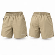 Short V beige BELLUM, vista 3D de frente y espalda