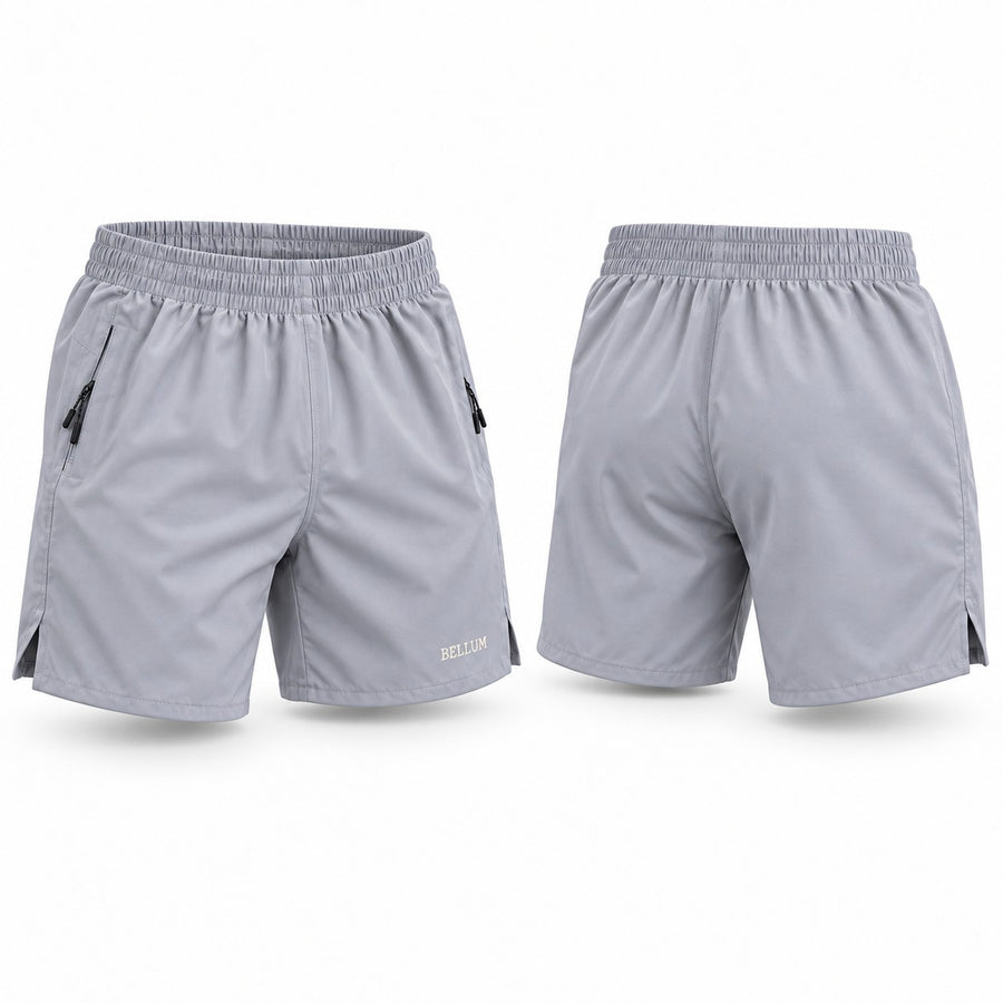Short V gris hombre BELLUM, vista 3D de frente y espalda