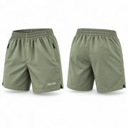 Short V verde oliva claro BELLUM, vista 3D de frente y espalda