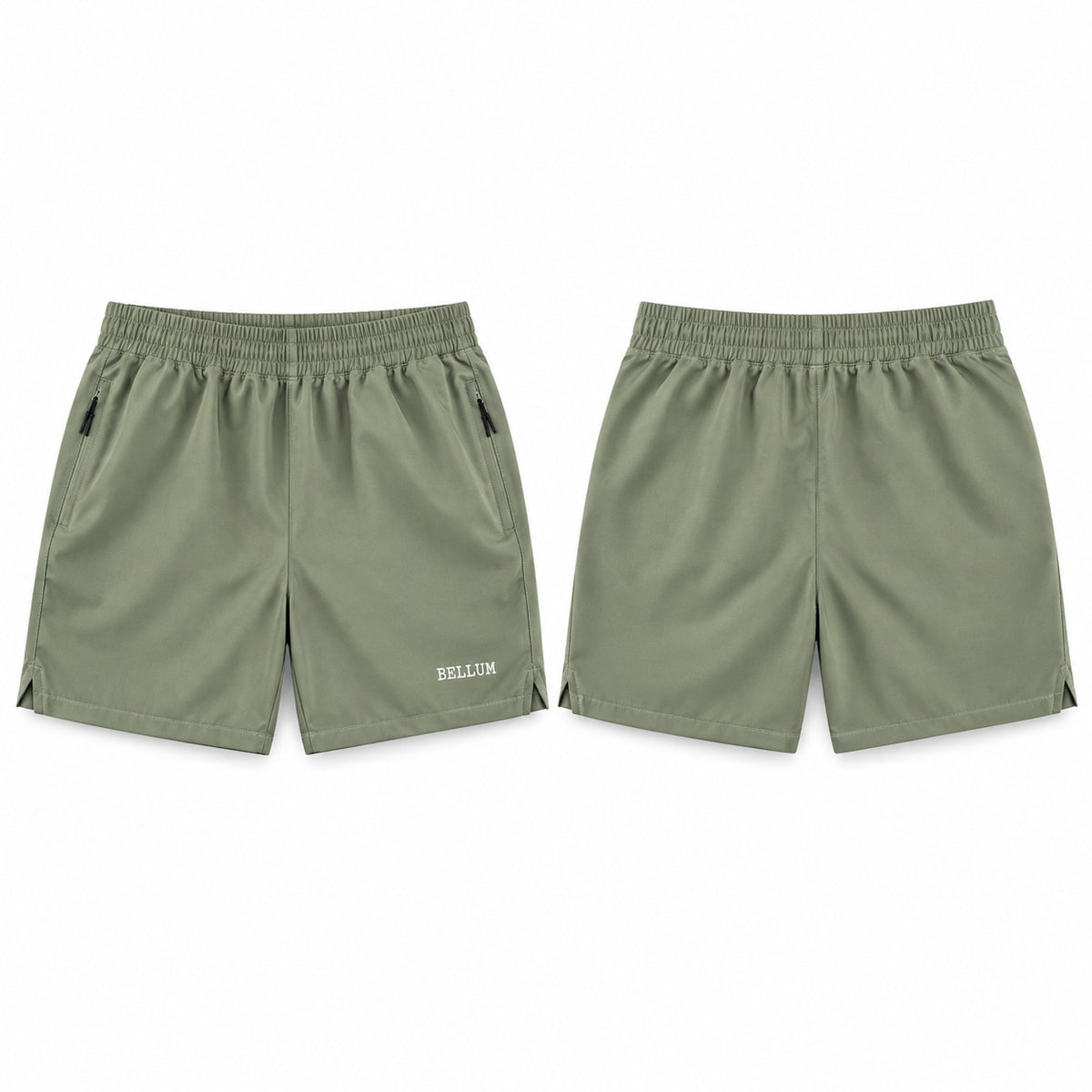 Short V verde oliva claro BELLUM, diseño de referencia