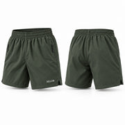Short V verde oliva oscuro hombre BELLUM, vista 3D de frente y espalda