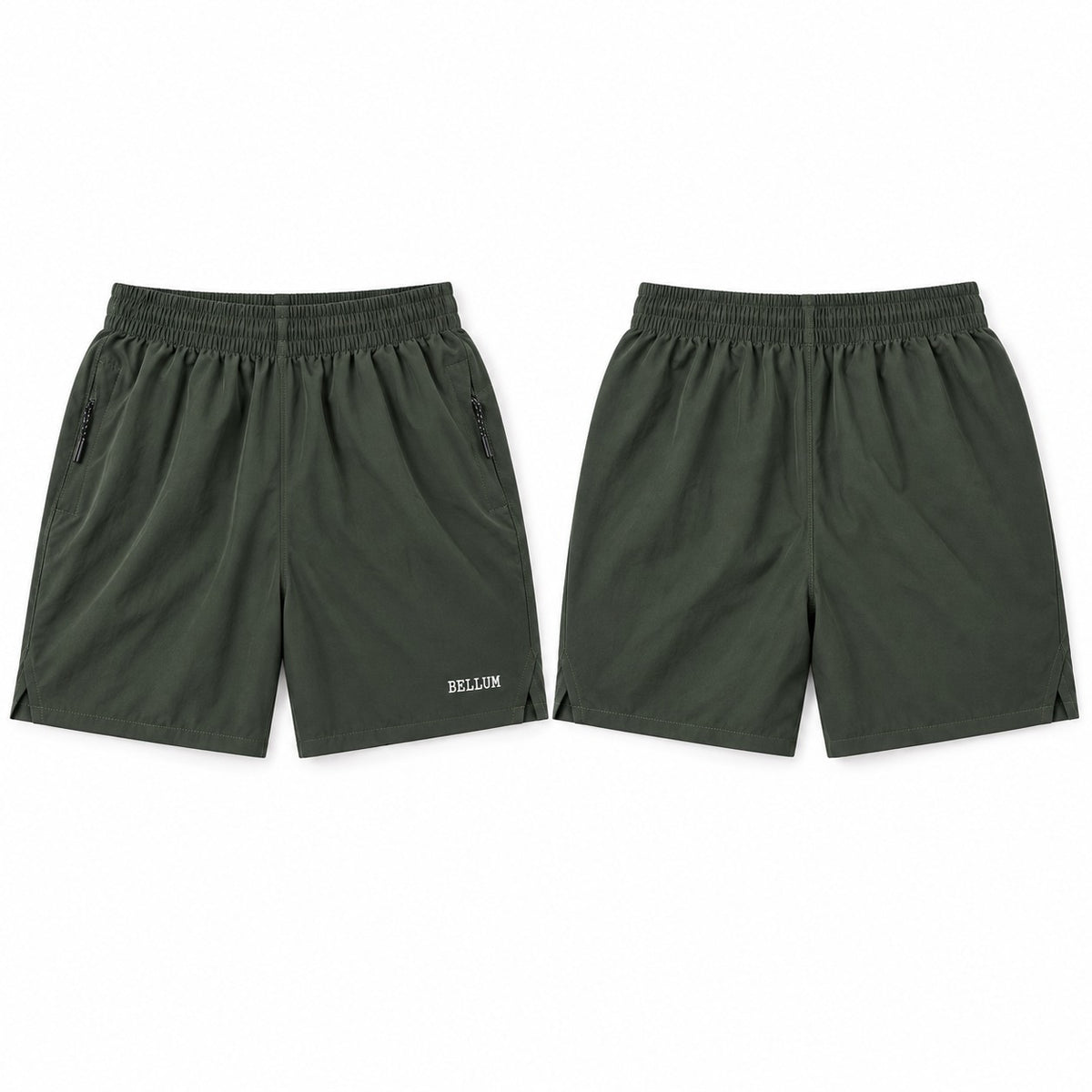 Short V verde oliva oscuro hombre BELLUM, diseño de referencia